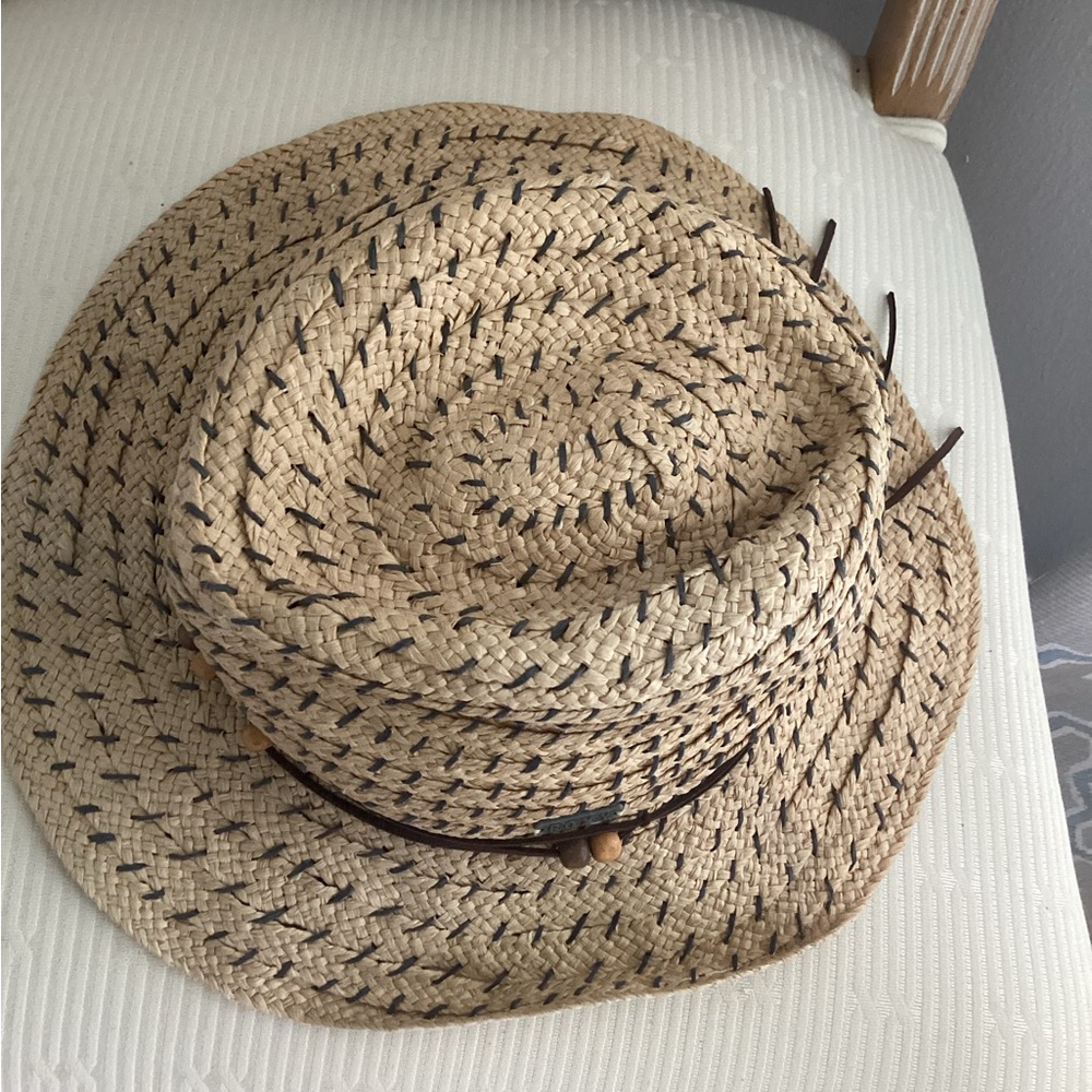 Roxy Straw Hat Floppy Hat Euc One Size Woven Pape… - image 3